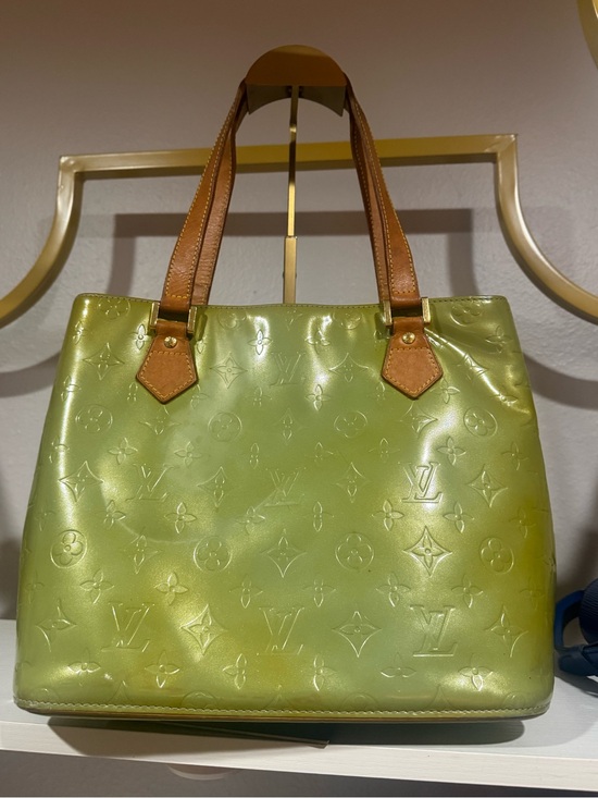 Louis Vuitton Handbags - Louis Vuitton Lime Green Vernis Tote with Tan Handles